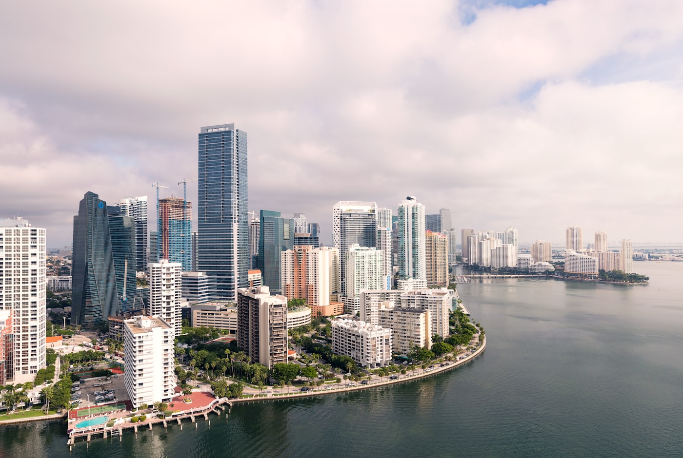 Aerial view of the Miami waterfront skyline